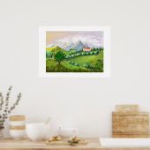 Het huis op de heuvels, groene natuur poster (Keuken)