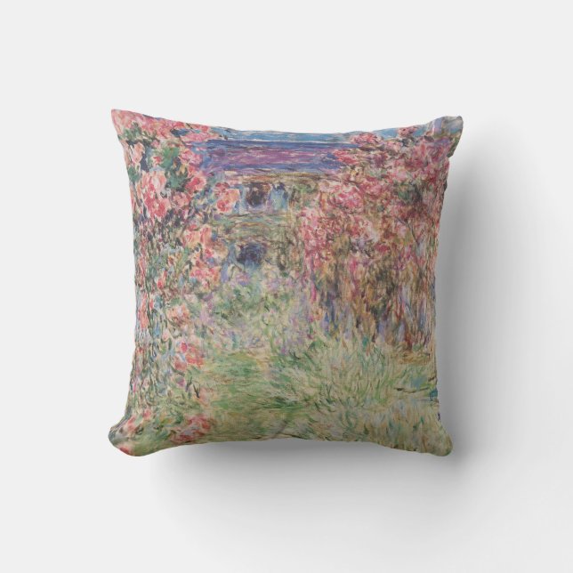 Het huis tussen de rozen - Claude Monet Kussen (Voorkant)