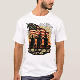 Het huis van de dappere 4 juli Patriottische Milit T-shirt