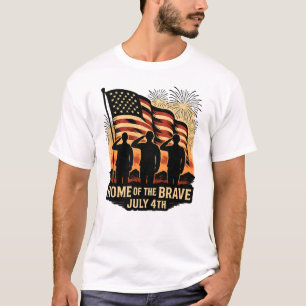 Het huis van de dappere 4 juli Patriottische Milit T-shirt