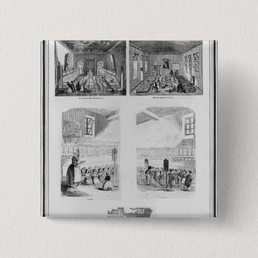 Het huis van de gieterij vierkante button 5,1 cm (Voorkant)