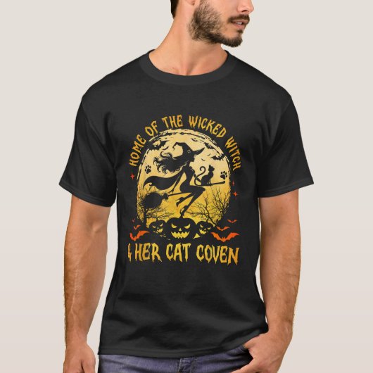 Het huis van de goddelozen en haar kat Funny Witch T-shirt (Voorkant)