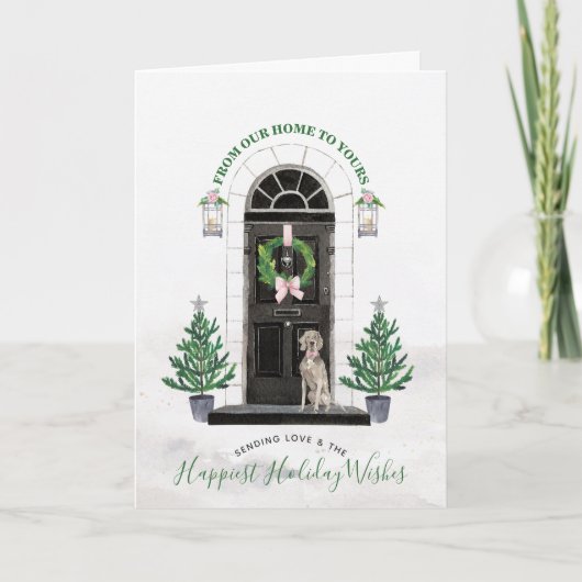 Het Huis van de Hond van Weimaraner voor Kerstmis Feestdagen Kaart (Voorkant)
