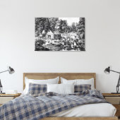 Het huis van de pioneer aan de Westerne grens Canvas Afdruk (Insitu (Slaapkamer))