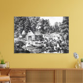 Het huis van de pioneer aan de Westerne grens Canvas Afdruk (Insitu (Woonkamer))