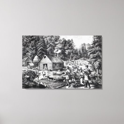 Het huis van de pioneer aan de Westerne grens Canvas Afdruk (Voorkant)