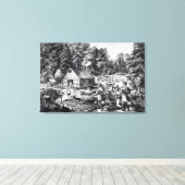 Het huis van de pioneer aan de Westerne grens Canvas Afdruk (Insitu (Houten vloer))