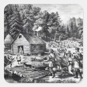 Het huis van de pioneer aan de Westerne grens Vierkante Sticker