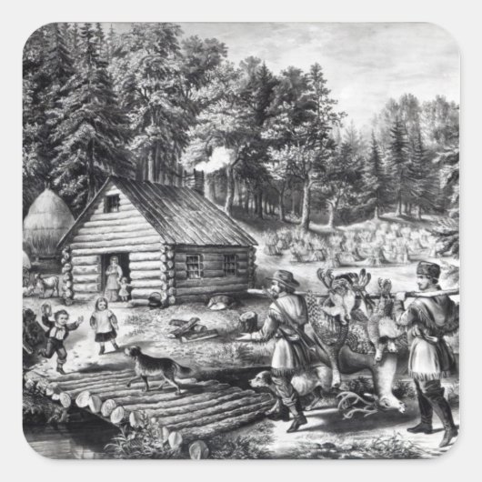 Het huis van de pioneer aan de Westerne grens Vierkante Sticker (Voorkant)