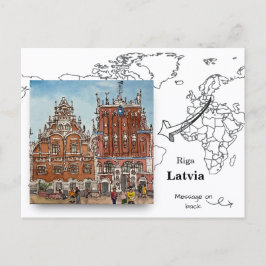 Het huis van de Zwartkoppen, Riga Letland Briefkaart