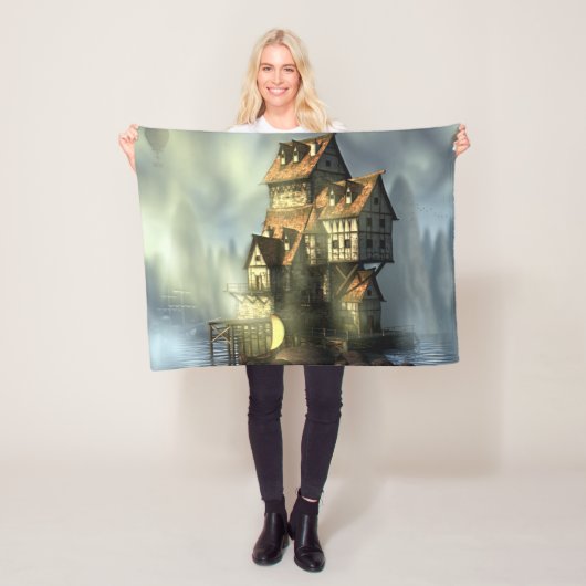 Het huis van Fantasy op het water Fleece Deken (In situ)