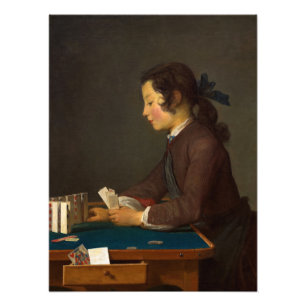 Het Huis van Kaarten door Jean Simeon Chardin Foto Afdruk
