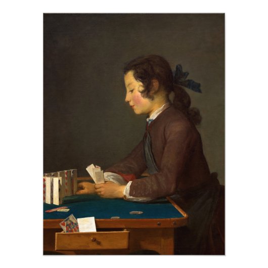Het Huis van Kaarten door Jean Simeon Chardin Foto Afdruk (Voorkant)