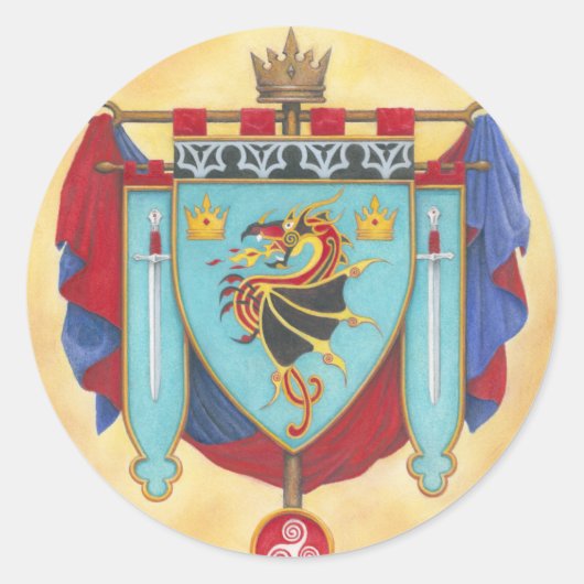 Het huis van Pendragon Banner Ronde Sticker (Voorkant)