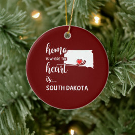 Het huis van South Dakota is waar het hart ligt Keramisch Ornament