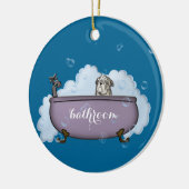 het huisdier spa - grappig badkamerdecor keramisch ornament (Links)