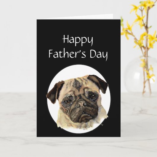 Het Huisdier van de Humor van vaderdag, Pug Hond Kaart (Gele Bloem)