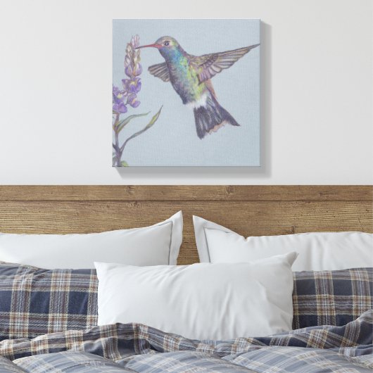 Het Humming Bird Stretched Canvas Druk (Insitu (Slaapkamer))