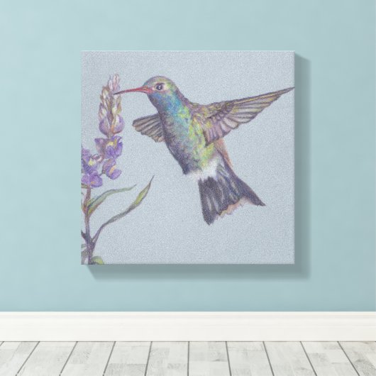 Het Humming Bird Stretched Canvas Druk (Insitu (Houten vloer))