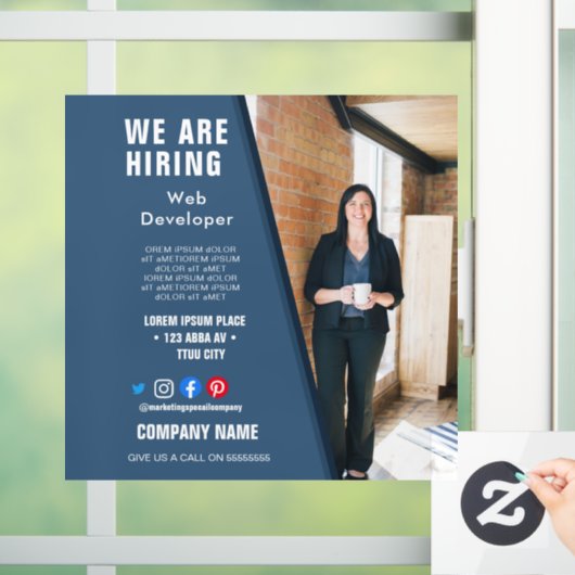 het huren van personeelBUSINESS douane logo flyer  Raamsticker (Huis)