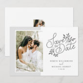 Het huwelijk bewaart de Datum 2 Botanische stoffen Save The Date (Voorkant / Achterkant)