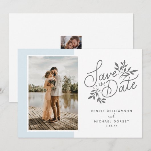 Het huwelijk bewaart de Datum 2 Botanische stoffen Save The Date (Voorkant / Achterkant)