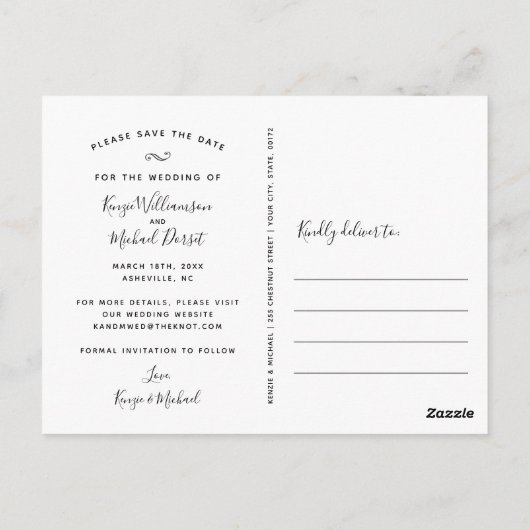 Het huwelijk bewaart de Datum Botanische Blauw van Briefkaart (Achterkant)