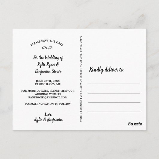 Het huwelijk bewaart de Datum Botanische Fotokalli Briefkaart (Achterkant)