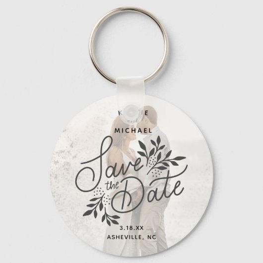 Het huwelijk bewaart de Datum Botanische Fotokalli Sleutelhanger (Voorkant)