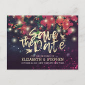 Het huwelijk bewaart de datum Burgundy Floral Paar Aankondigingskaart (Voorkant)