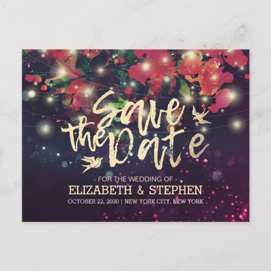 Het huwelijk bewaart de datum Burgundy Floral Paar Aankondigingskaart (Voorkant)