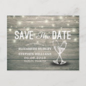 Het huwelijk bewaart de Datum Champagne Glasses Wo Aankondigingskaart (Voorkant)