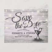 Het huwelijk bewaart de Datum Champagne Glasses Wo Aankondigingskaart (Voorkant)