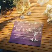 Het huwelijk bewaart de Datum Champagne Glasses Wo Aankondigingskaart