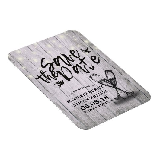 Het huwelijk bewaart de Datum Champagne Glasses Wo Magneet (Rechterzijde)