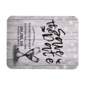 Het huwelijk bewaart de Datum Champagne Glasses Wo Magneet (Horizontaal)