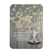 Het huwelijk bewaart de Datum Champagne Glasses Wo Magneet (Verticaal)