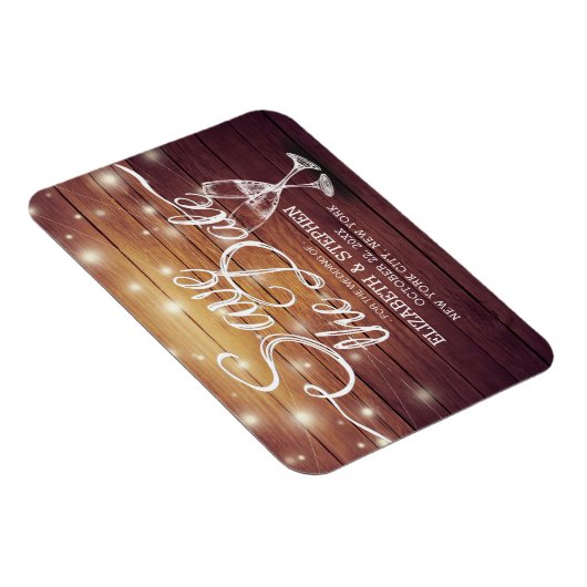 Het huwelijk bewaart de Datum Champagne Glasses Wo Magneet (Rechterzijde)