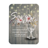 Het huwelijk bewaart de Datum Champagne Glasses Wo Magneet (Verticaal)