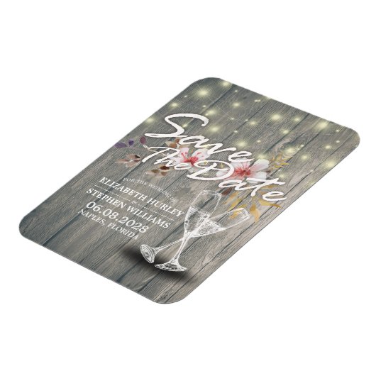 Het huwelijk bewaart de Datum Champagne Glasses Wo Magneet (Linkerzijde)