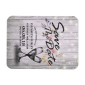 Het huwelijk bewaart de Datum Champagne Glasses Wo Magneet (Horizontaal)