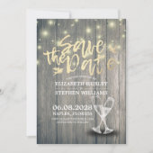 Het huwelijk bewaart de Datum Champagne Glasses Wo Save The Date (Voorkant)