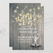 Het huwelijk bewaart de Datum Champagne Glasses Wo Save The Date (Voorkant / Achterkant)