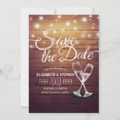 Het huwelijk bewaart de Datum Champagne Glasses Wo Save The Date (Voorkant)