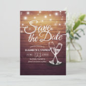 Het huwelijk bewaart de Datum Champagne Glasses Wo Save The Date (Staand voorkant)