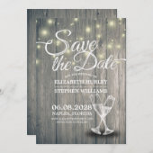 Het huwelijk bewaart de Datum Champagne Glasses Wo Save The Date (Voorkant / Achterkant)