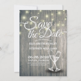 Het huwelijk bewaart de Datum Champagne Glasses Wo Save The Date