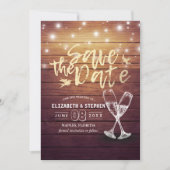 Het huwelijk bewaart de Datum Champagne Glasses Wo Save The Date (Voorkant)