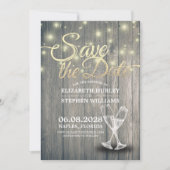 Het huwelijk bewaart de Datum Champagne Glasses Wo Save The Date (Voorkant)