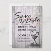 Het huwelijk bewaart de Datum Champagne Glasses Wo Save The Date (Voorkant)